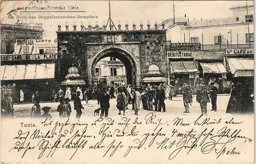 Postcard Tunis تونس Geschäfte Straßen - Hamburg Amerika Linie 1908