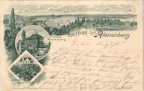 Ansichtskarte Salenstein Schloß Arenenberg Mehrbild Litho 1899