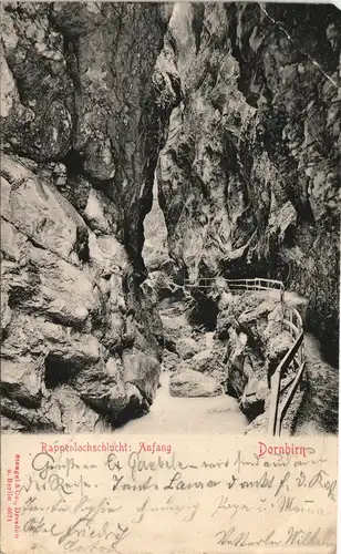 Ansichtskarte Dornbirn Rappenlochschlucht (Stempel Rorschach Briefpost) 1910