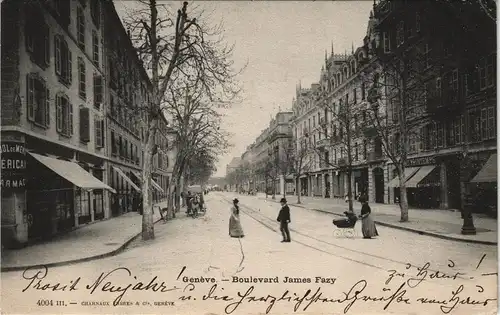 Ansichtskarte Genf Genève Geschäfte - Boulevard James Fazy 1901