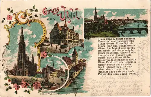 Ansichtskarte Litho AK Ulm a. d. Donau Dom, Rathaus, Saalbau 1900