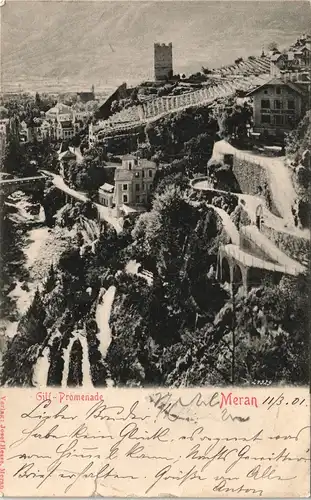 Cartoline Meran Merano Gilf-Promenade 1901