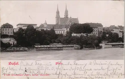 Ansichtskarte Basel Stadtpartie - Restaurant am Fluß 1902