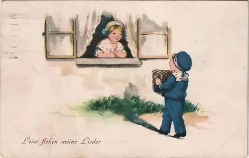 Ansichtskarte  Leise flehen meine Lieder Militaria Kinder 1919