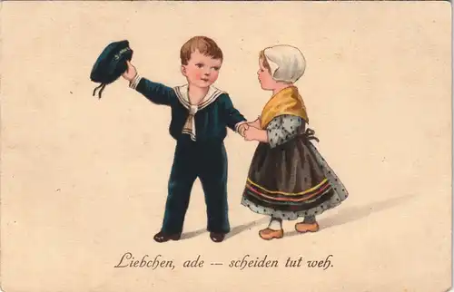 Künstlerkarte Militär scheiden tut weh" Junge als Marine-Soldat 1916