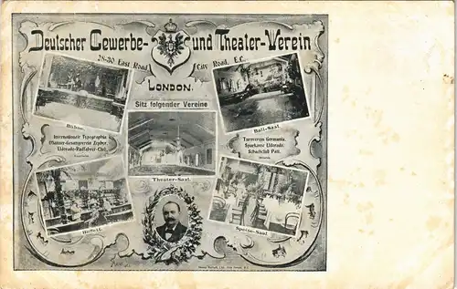 Postcard London Deutscher Gewerbe- und Theaterverein MB 1908