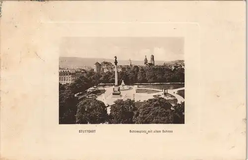 Ansichtskarte Stuttgart Schloßplatz 1909 Passepartout