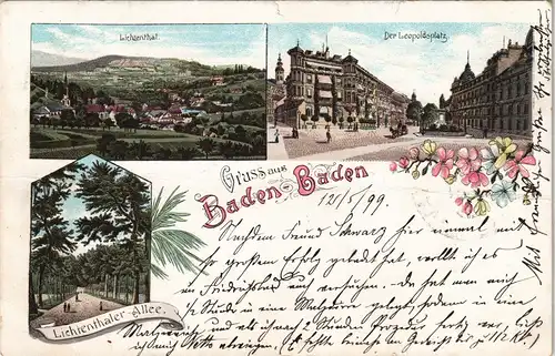 Ansichtskarte Litho AK Baden-Baden Lichtental, Leopoldsplatz, Allee 1899