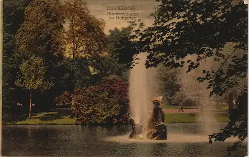 Ansichtskarte Düsseldorf Brunnengruppe im Hofgarten 1916