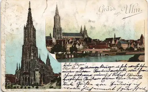 Ansichtskarte Ulm a. d. Donau 2 Bild: Litho AK Ansichten 1897