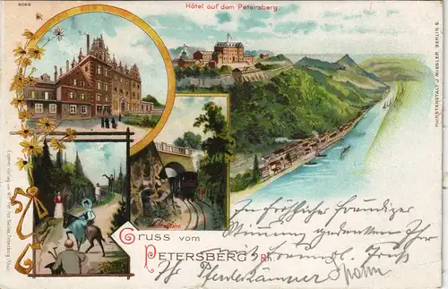 Ansichtskarte Litho AK Königswinter Petersberg, Hotel, Rhein 1904