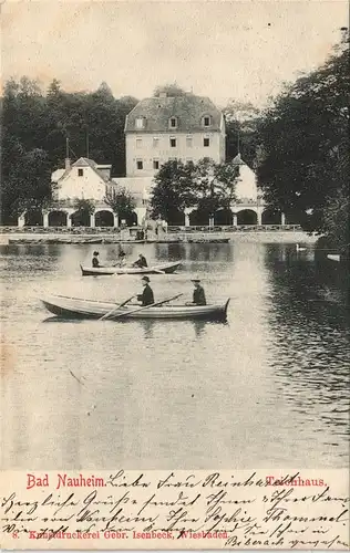Ansichtskarte Bad Nauheim Ruderer vor dem Teichhaus 1904