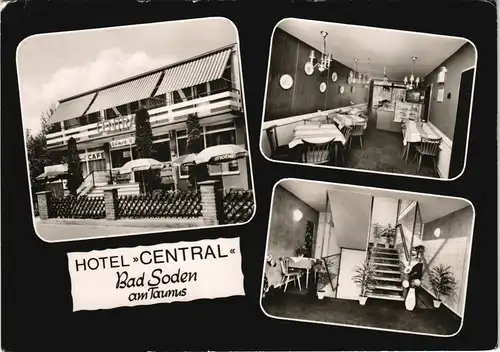 Bad Soden (Taunus) Hotel CENTRAL Inhaber: Brunnenstrasse, Mehrbild-AK 1960