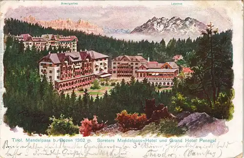 Cartoline Bozen Bolzano Passo della Mendola - Mendelpass Hotel 1903