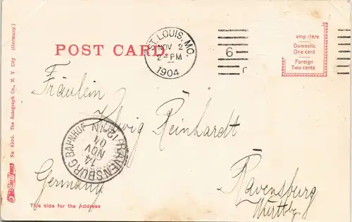 Postcard St. Louis Louisiana Purchase Exposition, St. Louis, 1904. 1904
