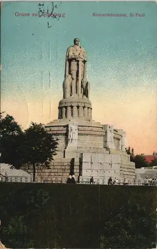 Ansichtskarte St. Pauli-Hamburg Bismarck-Denkmal 1912