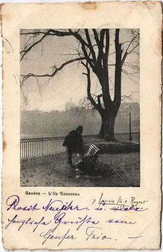 Ansichtskarte Genf Genève Mann auf Bank - Rosseau 1902