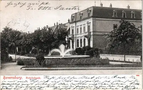 Ansichtskarte Ravensburg Partie an der Reichsbank 1905