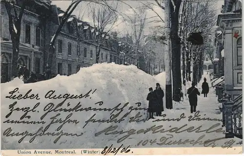 Postcard Montreal Union Avenue im Winter 1906