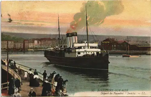 CPA Boulogne-sur-Mer Dampfer Hafeneinfahrt 1910