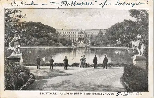 Ansichtskarte Stuttgart Anlagen am Residenzschloß 1906
