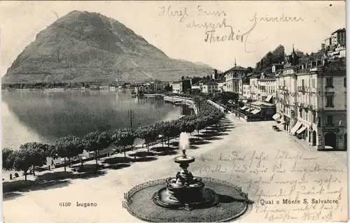 Ansichtskarte Lugano Quai e Monte S. Salvatore 1905