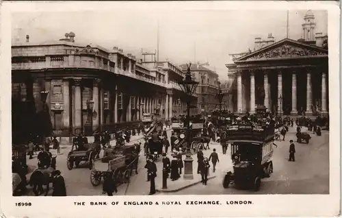 Postcard London THE BANK OF ENGLAND & ROYAL EXCHANGE 1930