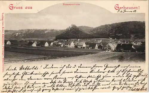 Ansichtskarte Gerhausen-Blaubeuren Totale und Russenschloss 1904 Passepartout