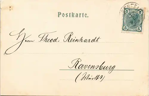 Ansichtskarte Längenfeld Gruss vom Hirschen Wandmalerei - Portal 1907