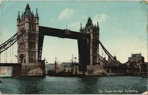 Postcard London Tower Bridge - Dampfer 1912