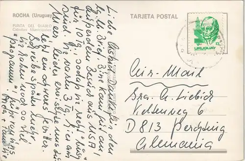 Postcard Rocha PUNTA DEL DIABLO, Ortsansicht mit Wohnhäuser 1975