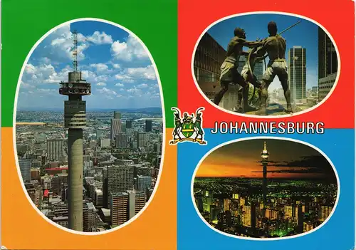 Johannesburg Mehrbild-AK mit 3 Foto-Ansichten, Multi-View-Postcard 1985