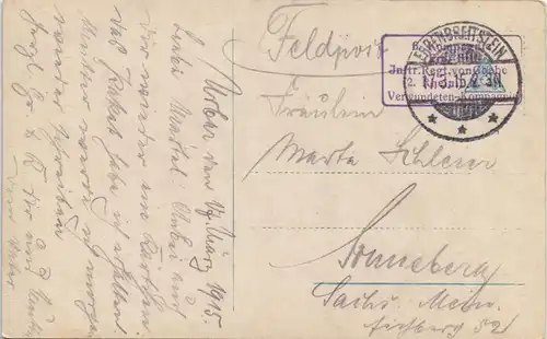 An Väterchen Soldaten Kinder WK1 Fotokunst gel- Feldpost Ehrenbreitenstein 1916