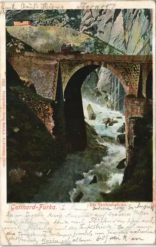 Ansichtskarte .Schweiz Furka-Oberalp-Bahn Brücke Gotthard 1905