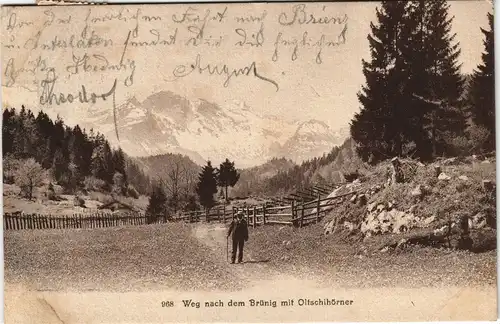 Brünig BE-Meiringen Weg nach dem Brünig mit Oltschihörner 1905