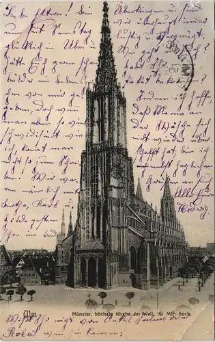 Ansichtskarte Ulm a. d. Donau Partie am Ulmer Münster 1905