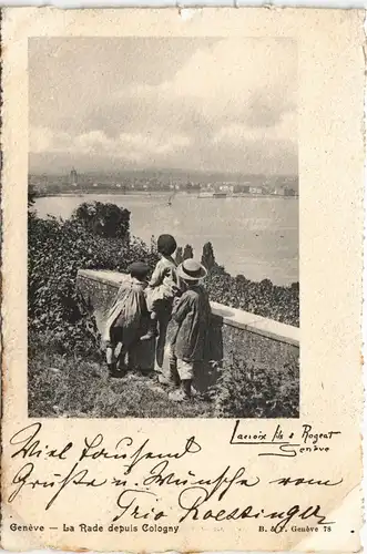 Ansichtskarte Genf Genève Kinder schauen auf die Stadt 1904