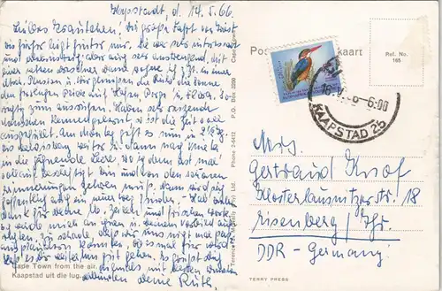 Postcard Kapstadt Kaapstad Luftbild 1966