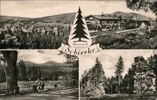 Ansichtskarte Schierke Panorama-Ansichten, Bahnhof, Schnarcherklippen 1960