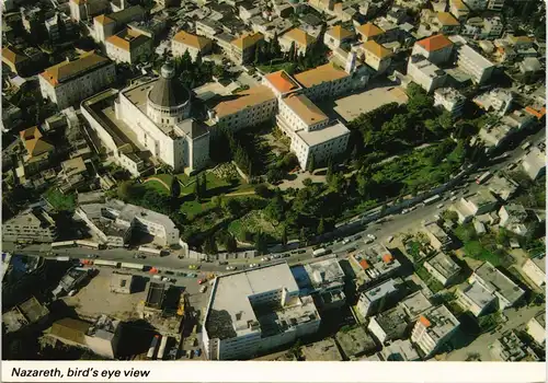 Nazareth Aerial View Church of Anunciation, Kirche Luftaufnahme 1980