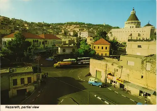 Nazareth Stadtteilansicht Straßen Partie a.d. Kirche Church of Annunciation 1970
