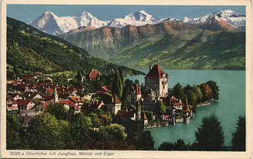 Oberhofen am Thunersee Panorama mit Jungfrau, Mönch und Eiger 1920