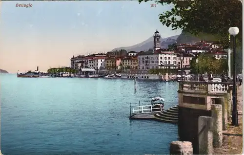Cartoline Bellagio Panorama-Ansicht Partie am See 1910
