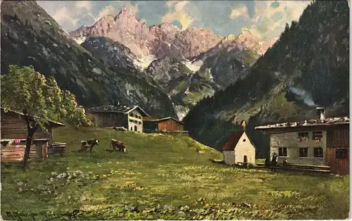 Einödsbach-Oberstdorf (Allgäu) Einödsbach m. Mädelegabel Panorama-Ansicht 1910