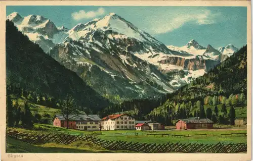Birgsau-Oberstdorf (Allgäu) Panorama-Ansicht, Häuser, Bergpanorama 1930
