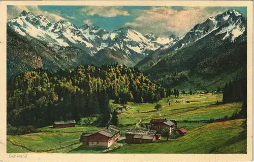 Ansichtskarte Schwand-Oberstdorf (Allgäu) Dorf & Berg Panorama 1930