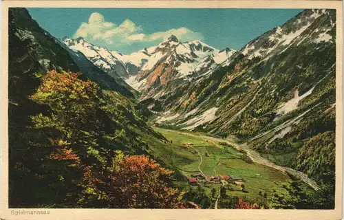 Spielmannsau-Oberstdorf (Allgäu) Panorama-Ansicht Berge Dorf & Landschaft 1930