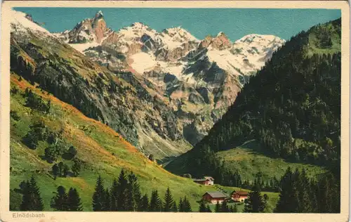 Einödsbach-Oberstdorf (Allgäu) Panorama-Ansicht Wiese Berge u. Häuser 1930