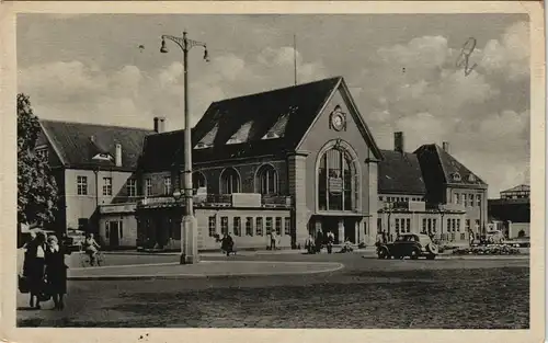 Ansichtskarte Köthen Partie am Bahnhof 1953