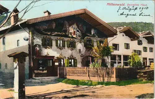 Ansichtskarte Mittenwald Bemaltes Haus 1910